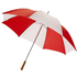 30" Karl-golfsateenvarjo puukahvalla, valkoinen, punainen liikelahja logopainatuksella
