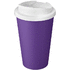 Americano® Eco -kahvimuki kierrätetystä materiaalista, läikyttämätön, 350 ml, valkoinen, violetti liikelahja logopainatuksella