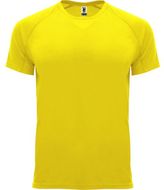 Bahrain lasten lyhythihainen urheilu-t-paita, keltainen liikelahja logopainatuksella