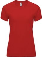 Bahrain naisten lyhythihainen urheilu-t-paita, punainen liikelahja logopainatuksella