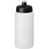 Baseline® Plus Grip 500 ml -urheilujuomapullo läppäkannella, läpikuultava-valkoinen, musta liikelahja logopainatuksella
