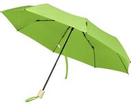 Birgit 21'' taitettava ja tuulenpitävä sateenvarjo, kierrätettyä PET-muovia, kalkinvihreä liikelahja logopainatuksella