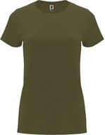 Capri naisten lyhythihainen t-paita, sotilaallinen-vihreä liikelahja logopainatuksella