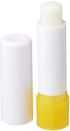 Deale-huulivoidepuikko, valkoinen, keltainen liikelahja logopainatuksella