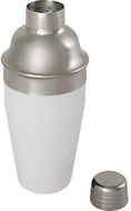 Gaudie kierrätetystä ruostumattomasta teräksestä valmistettu cocktailshaker, valkoinen liikelahja logopainatuksella