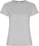 Golden naisten lyhythihainen t-paita, harmaa-kanerva liikelahja logopainatuksella