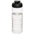 H2O Active® Treble 750 ml -urheilujuomapullo läppäkannella, läpikuultava-valkoinen, musta liikelahja logopainatuksella