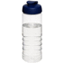 H2O Active® Treble 750 ml -urheilujuomapullo läppäkannella, läpikuultava-valkoinen, sininen liikelahja logopainatuksella