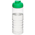 H2O Active® Treble 750 ml -urheilujuomapullo läppäkannella, läpikuultava-valkoinen, vihreä liikelahja logopainatuksella