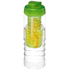 H2O Active® Treble 750 ml pullo, läppäkansi ja uuttaja, läpikuultava-valkoinen, kalkinvihreä liikelahja logopainatuksella