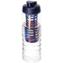 H2O Active® Treble 750 ml pullo, läppäkansi ja uuttaja, läpikuultava-valkoinen, sininen liikelahja logopainatuksella