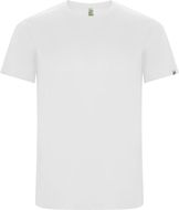 Imola miesten lyhythihainen urheilu-t-paita, valkoinen liikelahja logopainatuksella
