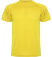 Montecarlo lasten lyhythihainen urheilu-t-paita, keltainen liikelahja logopainatuksella