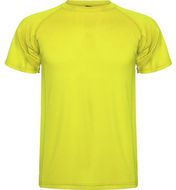 Montecarlo lasten lyhythihainen urheilu-t-paita, neon-keltainen liikelahja logopainatuksella