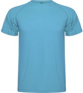 Montecarlo miesten lyhythihainen urheilu-t-paita, turkoosi liikelahja logopainatuksella