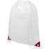 Oriole-reppu kiristysnyörillä värikkäillä kulmilla 5L, valkoinen, punainen liikelahja logopainatuksella