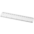 Renzo-viivain, 15 cm, muovinen, läpikuultava-valkoinen liikelahja logopainatuksella