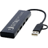 Rise RCS-kierrätetystä alumiinista valmistettu USB 2.0 -keskitin, musta lisäkuva 1