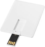 Slim-USB-muistitikku, 4 Gt, kortin muotoinen, valkoinen liikelahja logopainatuksella