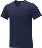 Somoto miesten lyhythihainen v-aukollinen t-paita, tummansininen liikelahja logopainatuksella
