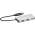 3-porttinen USB-keskitin 20 cm:n k HUB-C, hopea liikelahja logopainatuksella