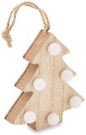 Joulukuusenkoriste valoilla LULIE, puu liikelahja logopainatuksella