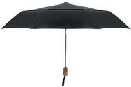 Kokoontaitettava sateenvarjo DRIP, musta liikelahja logopainatuksella
