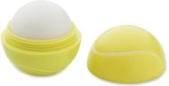 Tennispallon muotoinen huulirasva TENNIS, keltainen liikelahja logopainatuksella