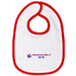 Ruokalappu / 4 x 6 cm, valkoinen, punainen liikelahja logopainatuksella