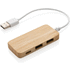 Bambuinen USB tyypin C hub, ruskea liikelahja logopainatuksella