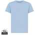 Iqoniq Koli lasten T-paita kierrätyspuuvillasta, sininen-taivas liikelahja logopainatuksella