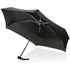Minisateenvarjo, musta liikelahja logopainatuksella