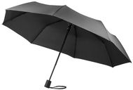 CIMONE. rPET kokoontaittuva sateenvarjo, musta liikelahja logopainatuksella