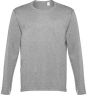 THC BUCHAREST WH. Miesten pitkähihainen paita, vaaleanharmaa-kanerva liikelahja logopainatuksella