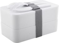 Aamiaiskotelo Fandex antibacterial lunch box, valkoinen, harmaa liikelahja logopainatuksella