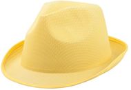 Hattu Braz hat, keltainen liikelahja logopainatuksella