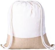 Kiristysnauha reppu Badix drawstring bag, valkoinen, luonnollinen liikelahja logopainatuksella