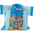 Kiristysnauha reppu CreaDraw T RPET custom drawstring bag, sininen liikelahja logopainatuksella