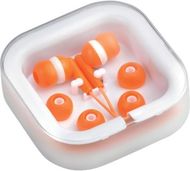 Korvakuulokkeet Cort earphones, valkoinen, oranssi liikelahja logopainatuksella