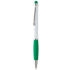 Monikäyttöinen kuulakynä alustalla Sagurwhite touch ballpoint pen, valkoinen, vihreä liikelahja logopainatuksella