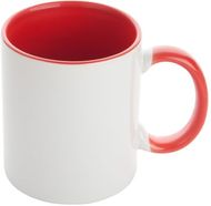 Muki Harnet sublimation mug, valkoinen, punainen liikelahja logopainatuksella