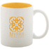 Muki Revery mug, valkoinen, keltainen liikelahja logopainatuksella