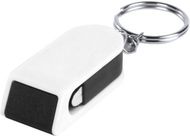 Puhelinteline Satari mobile holder keyring, valkoinen, musta liikelahja logopainatuksella