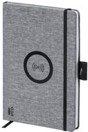 Vihko Bein wireless charger notebook, harmaa liikelahja logopainatuksella