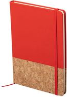 Vihko Bluster notebook, luonnollinen, punainen liikelahja logopainatuksella