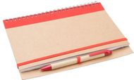 Vihko Tunel notebook, luonnollinen, punainen liikelahja logopainatuksella