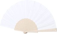Viuhka Lencer RPET hand fan, valkoinen, luonnollinen liikelahja logopainatuksella