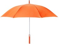 sateenvarjo, oranssi liikelahja logopainatuksella