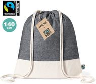 Kiristysnauha reppu Drawstring Bag Ferdin Fairtrade, musta liikelahja logopainatuksella