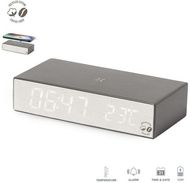 Monikäyttöinen pieni kello Multifunction Alarm Clock Barret, ruskea liikelahja logopainatuksella